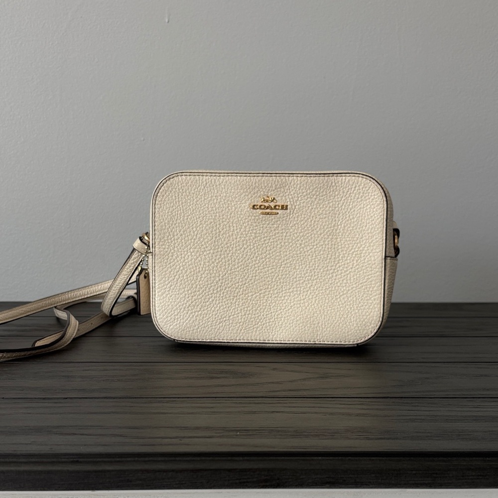 Coach Ivory Textured Crossbody Camera Bag